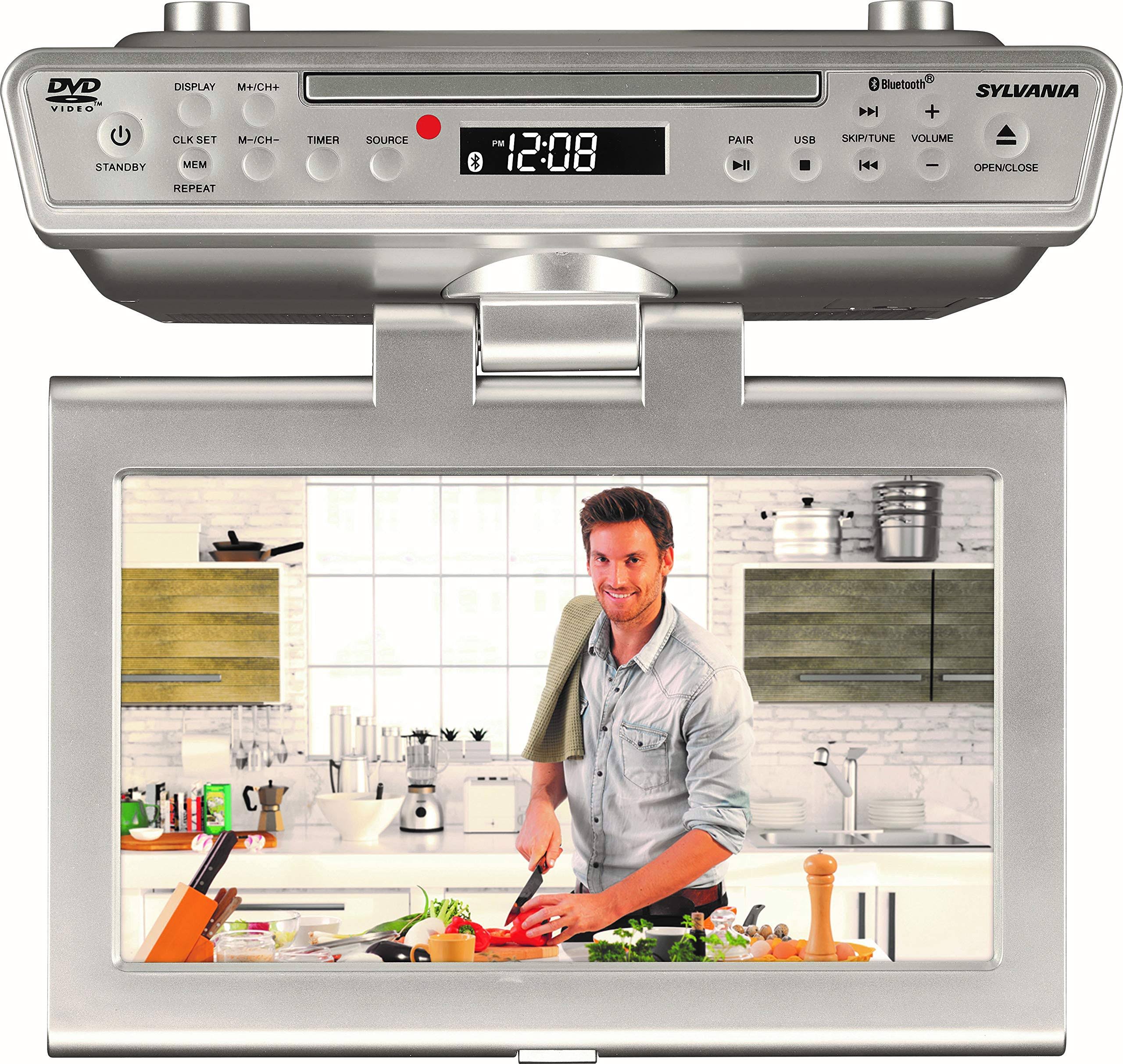 Sylvania SKCR2706BT-SILVER 10-inch Under-Counter Kitchen TV with CD/DVD Player and Bluetooth - Image 2