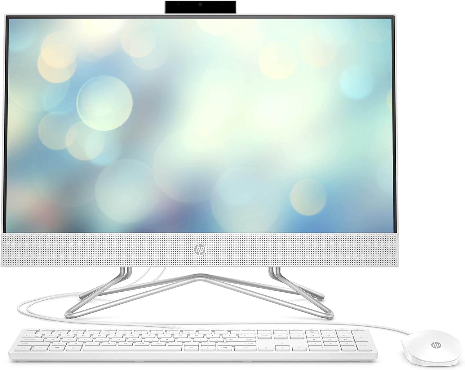 HP 22 All-in-One Desktop, AMD Athlon Silver 3050U Processor, AMD Radeon Graphics, 4 GB RAM, 256 GB SSD, Windows 11 Home (22-dd0210, Snow White)